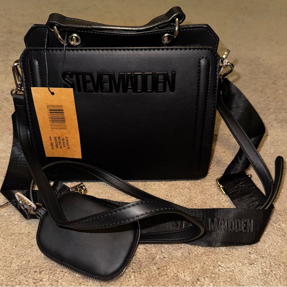 Steve Madden Black Bevelyn Crossbody Satchel